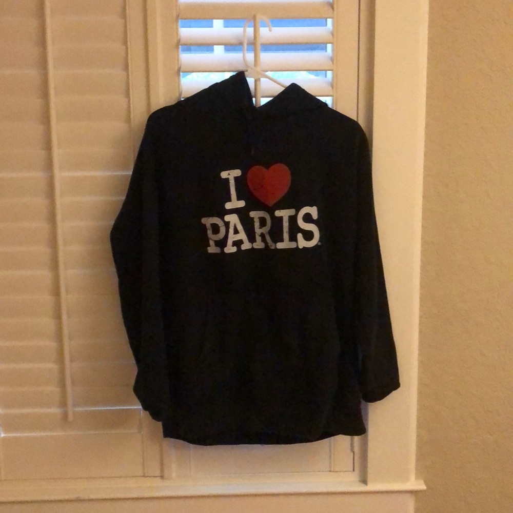 I LOVE PARIS BLACK HOODIE SIZE MEDIUM